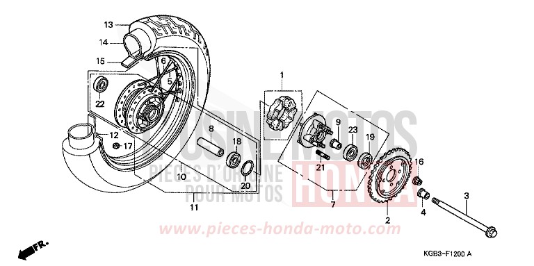 HINTERRAD von Shadow VT125C MUTE BLACK METALLIC (NH359) von 2000